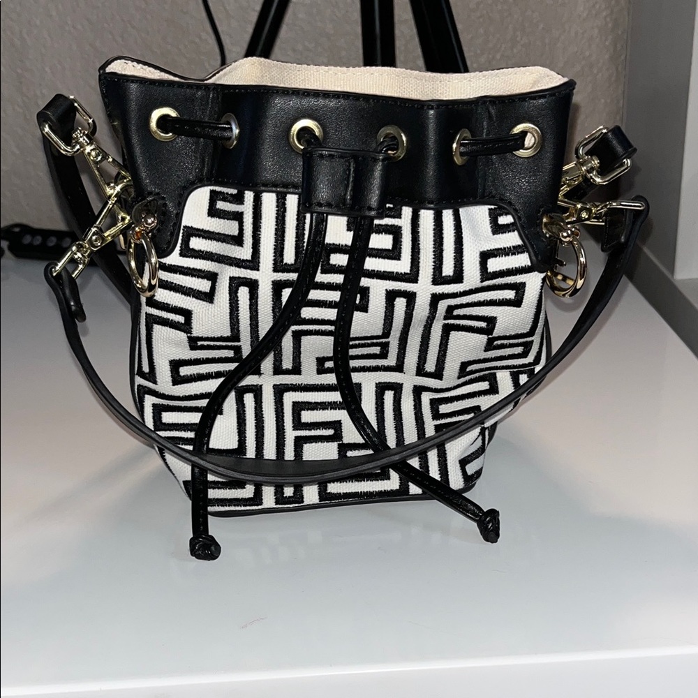 Fendi Black and White Bucket Bag mini